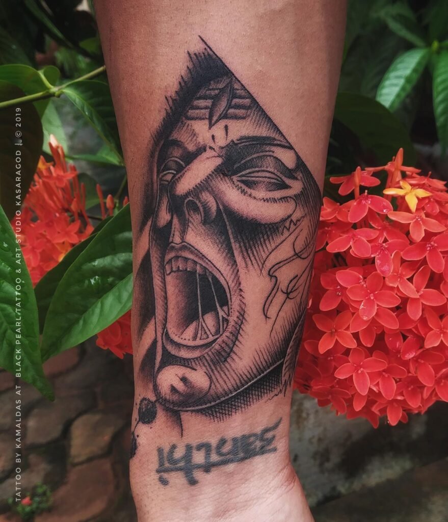 Mahadeva Screaming Tattoo on Hand
