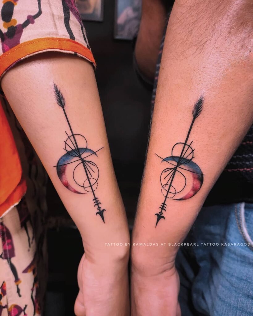 Arrow Couple Tatoo blackpearl tattoo kasaragod