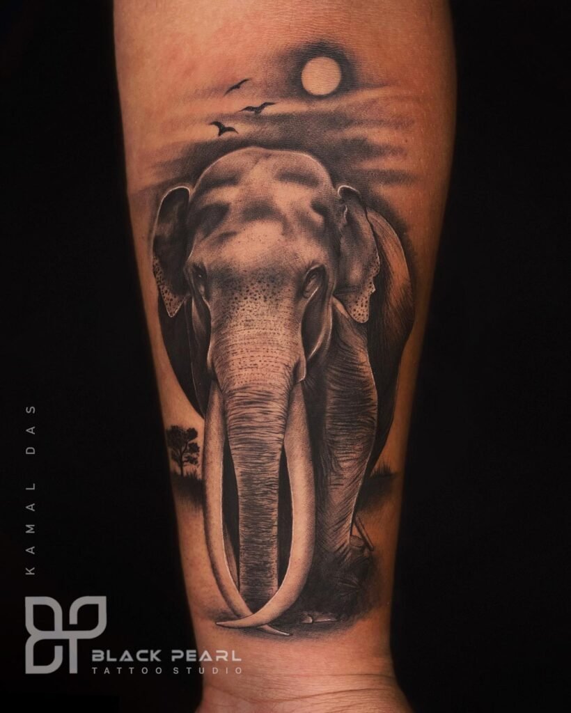 Elephant Tattoo Ideas for Males and Females 12 Real Elephant Portrait Tattoo of Famous Tamilnadu Elephant - Padayappa on Hand