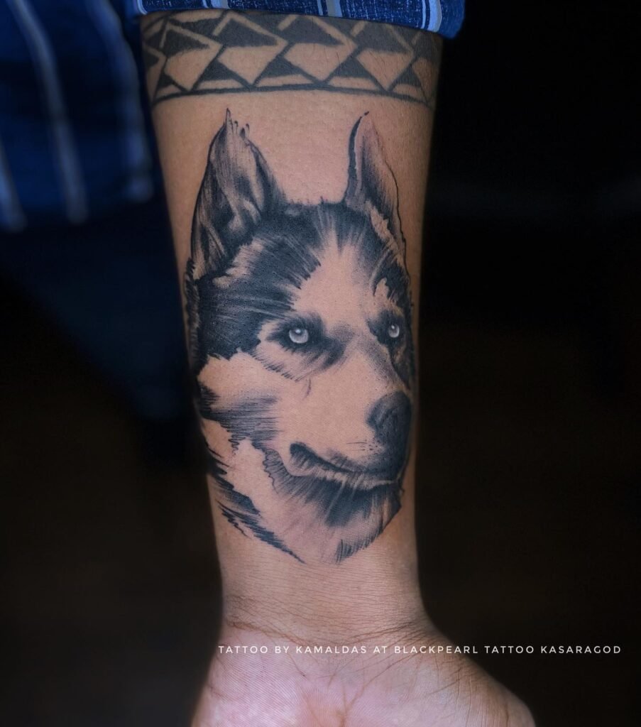 Dog love 04 Realistic blackpearl tattoo kasaragod