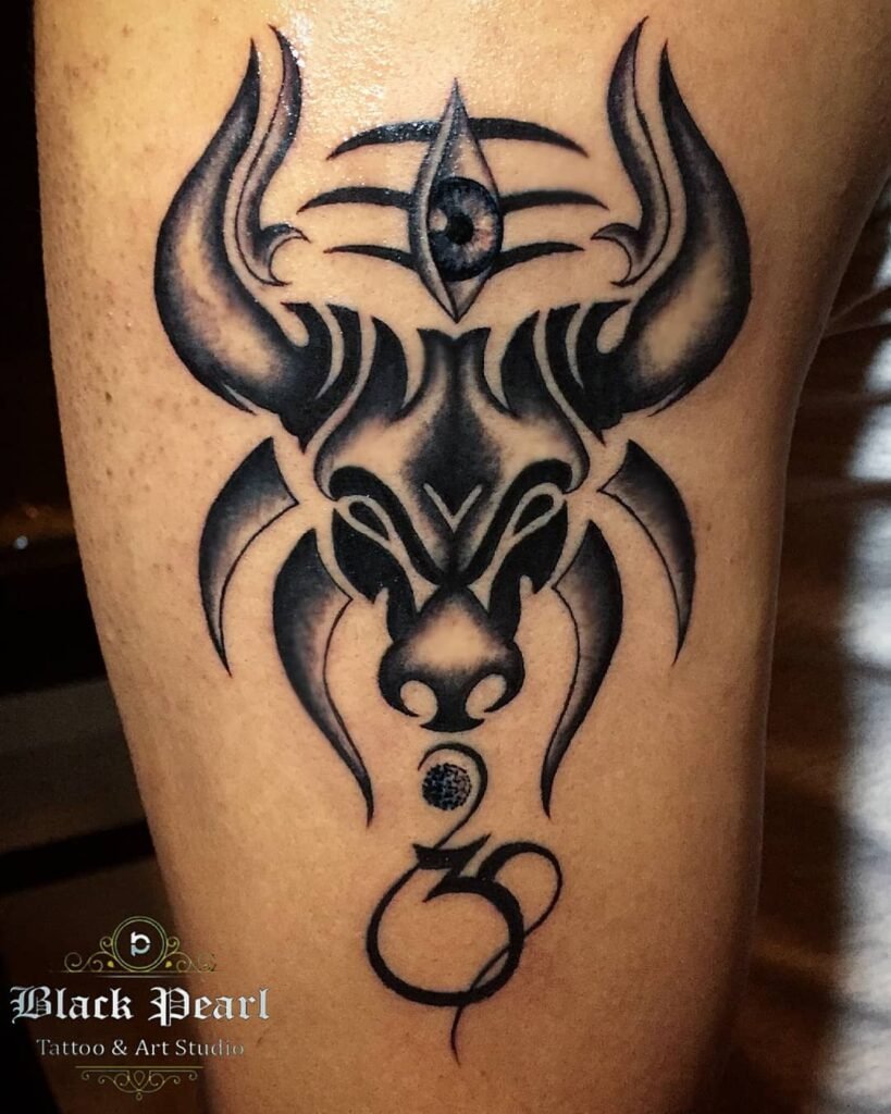 Nandi and Third Eye Design Combination on Forearms
