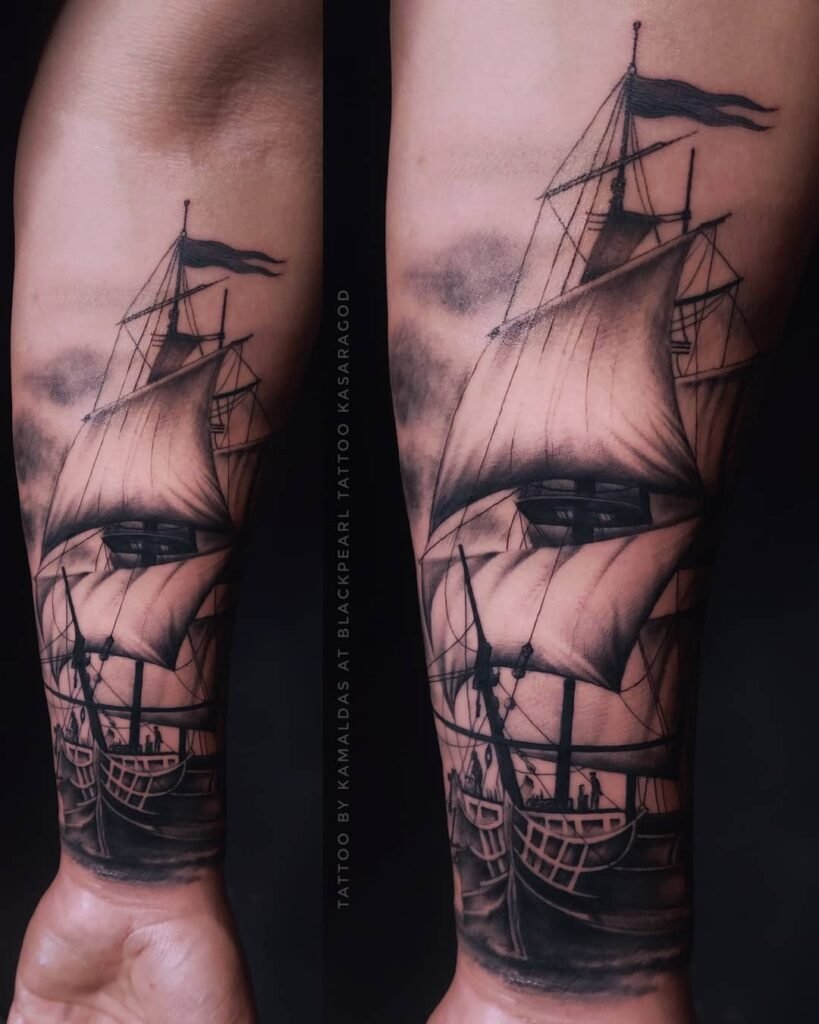 Sailor 10 Ship blackpearl tattoo kasaragod