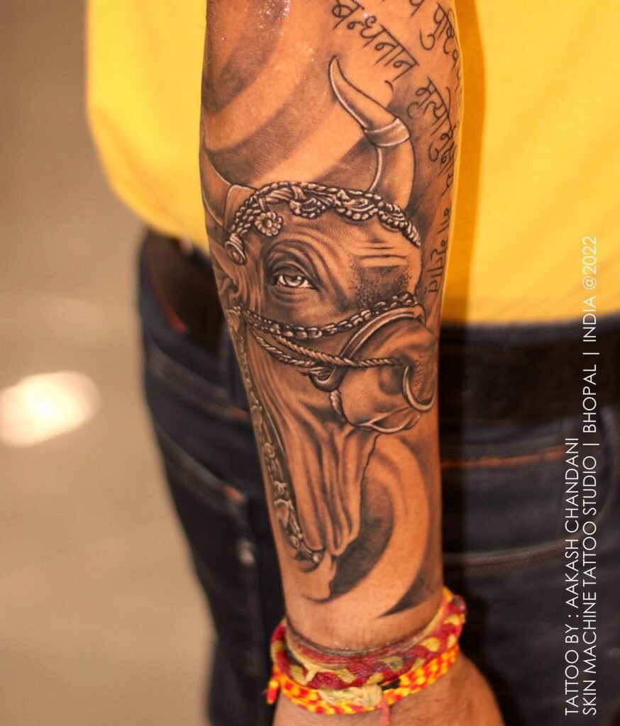 Shiva Nandi Tattoo on Forearms / Hand
