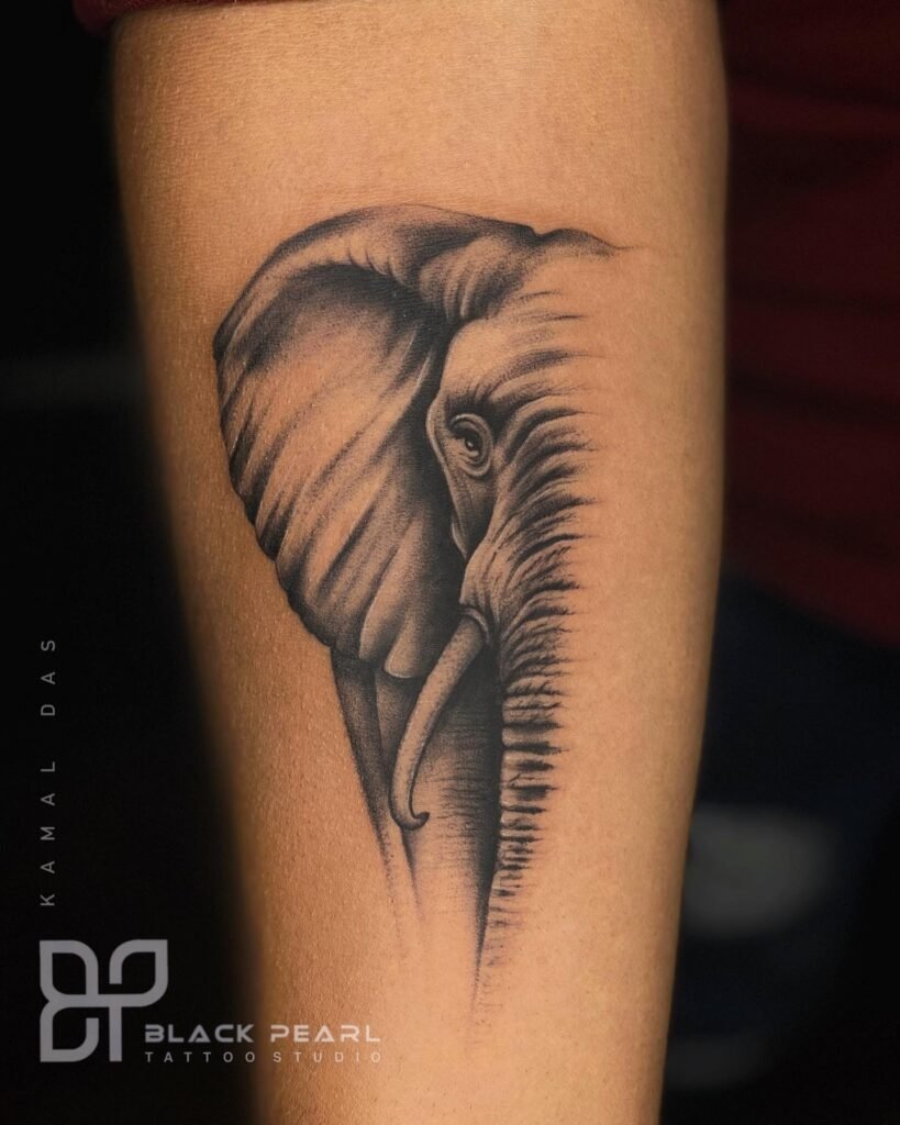 Elephant Tattoo Ideas for Males and Females 5 Ultra Realistic Smooth Finish Half Elephant Tattoo with Smooth Finish Texture on Forearms