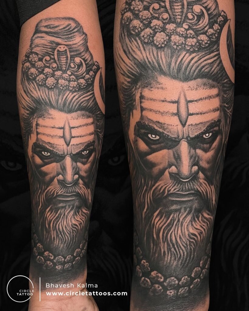 Angry Shiva / Mahadeva Furious Look Eye Tattoo on Hand
