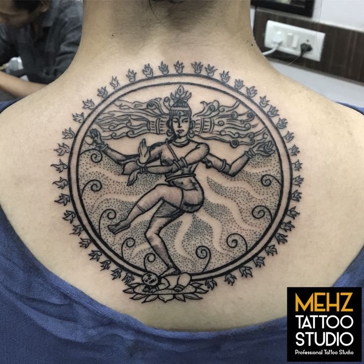 Natraj Idol Tattoo on Back - Female
