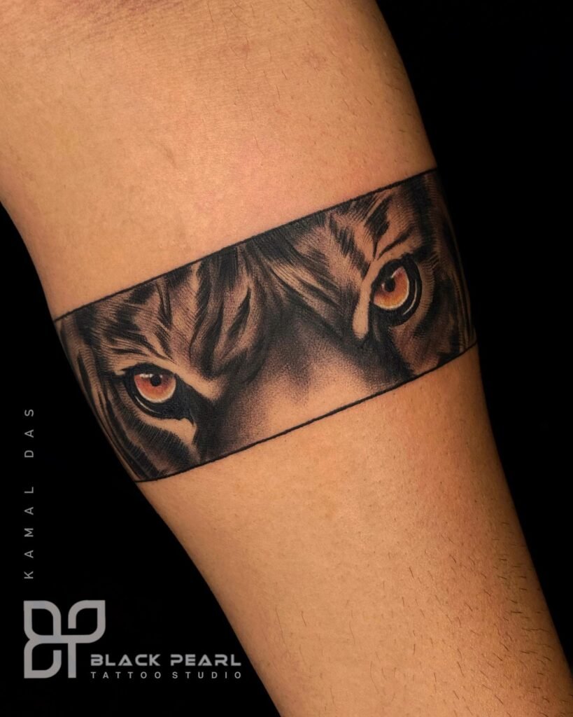 Furious Tiger Eyes Tattoo Design  - Arm Band Tattoo