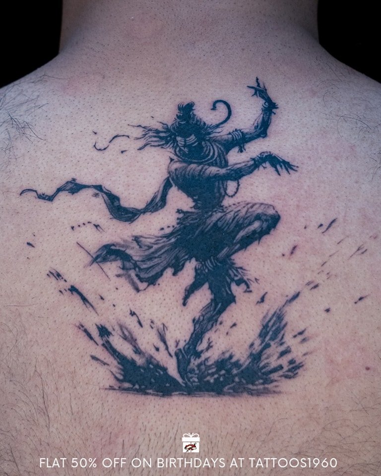 Dancing Mahadeva Natraj Tattoo on the Back
