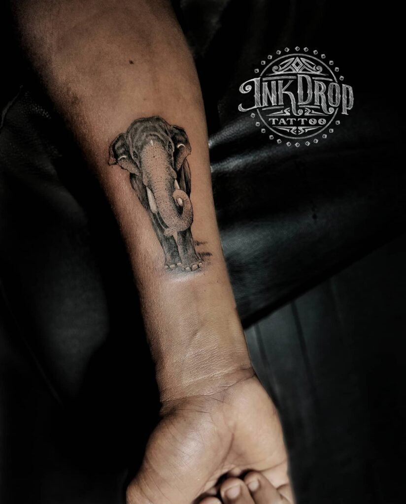 Chirakkal Kalidasan Elephant Tattoo on Forearms