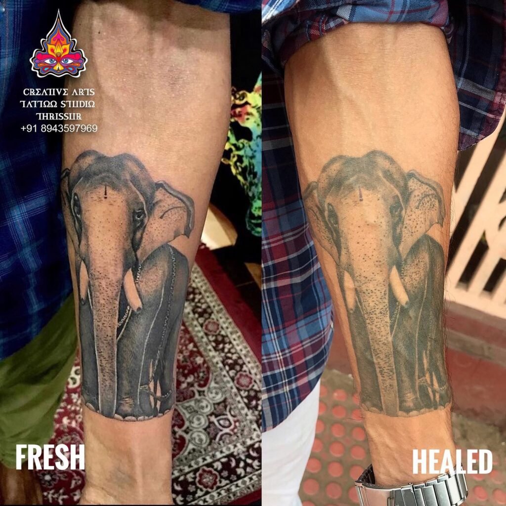 Mangalamkunnu Karnan Elephant Tattoo Design on Hand