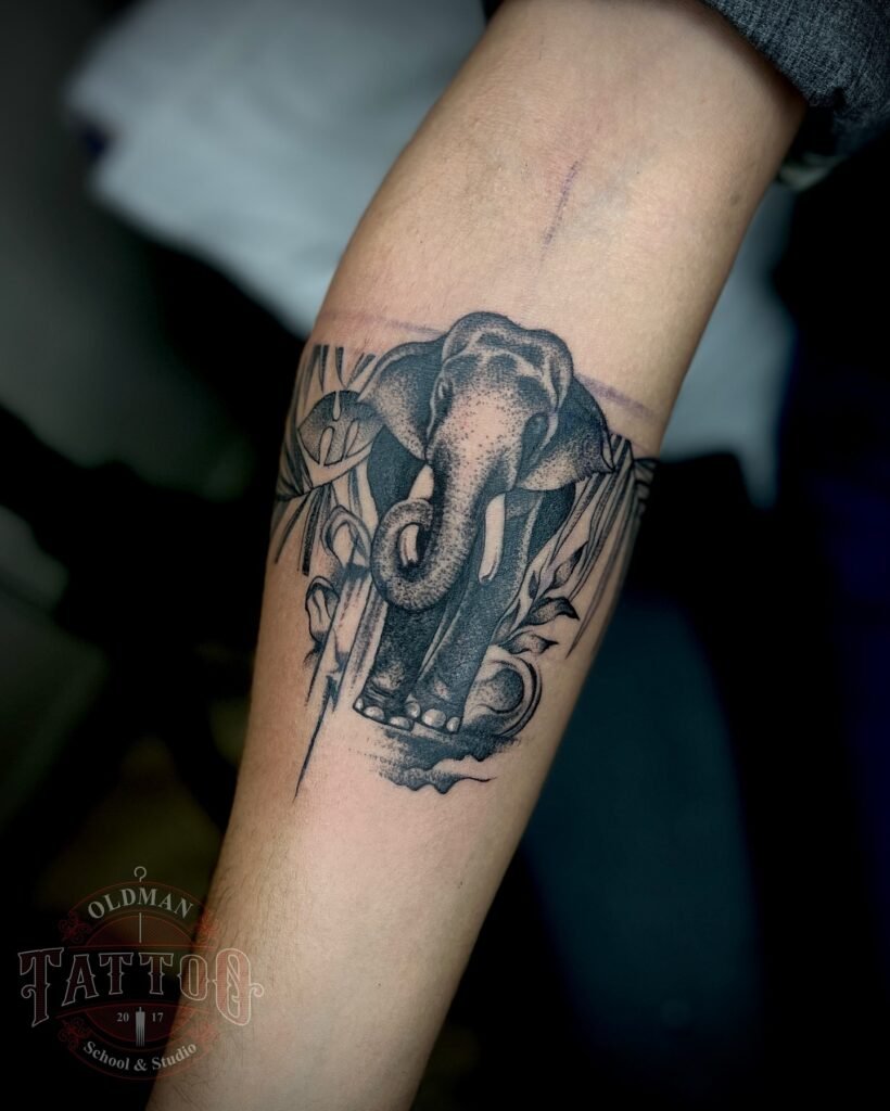 Ollukara Jayaram Elephant Tattoo Design on Hand