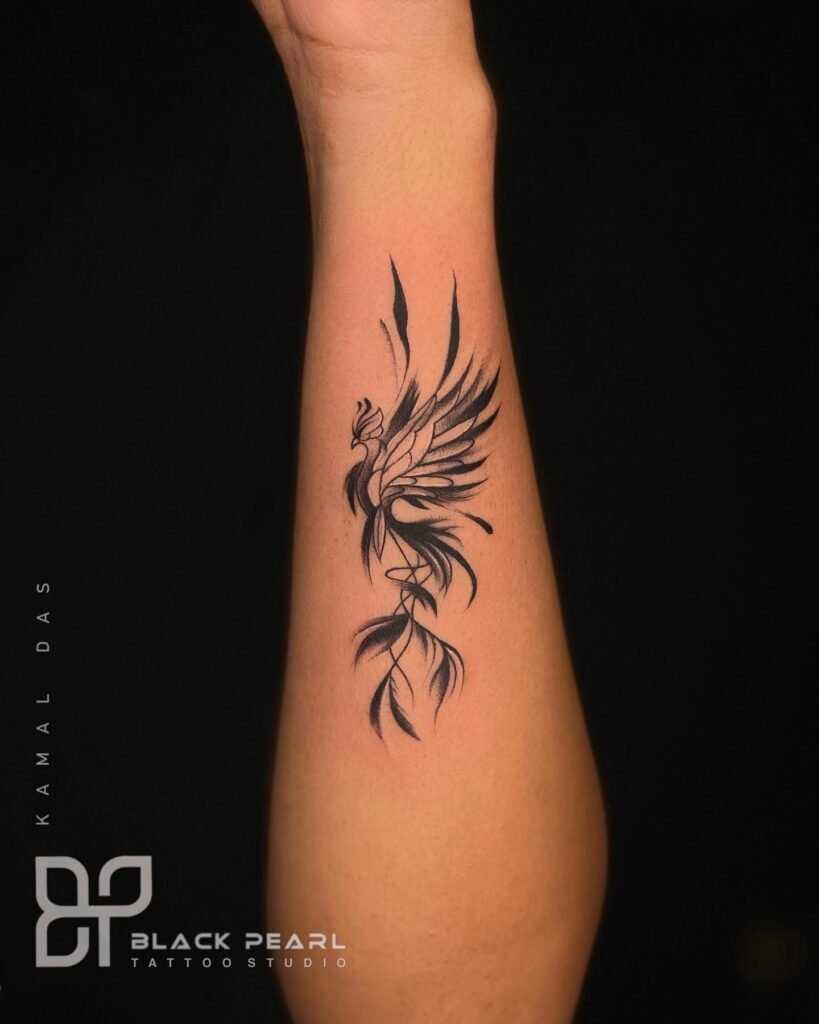 Simple Phoenix Tattoo Design Idea for Girls on Hand