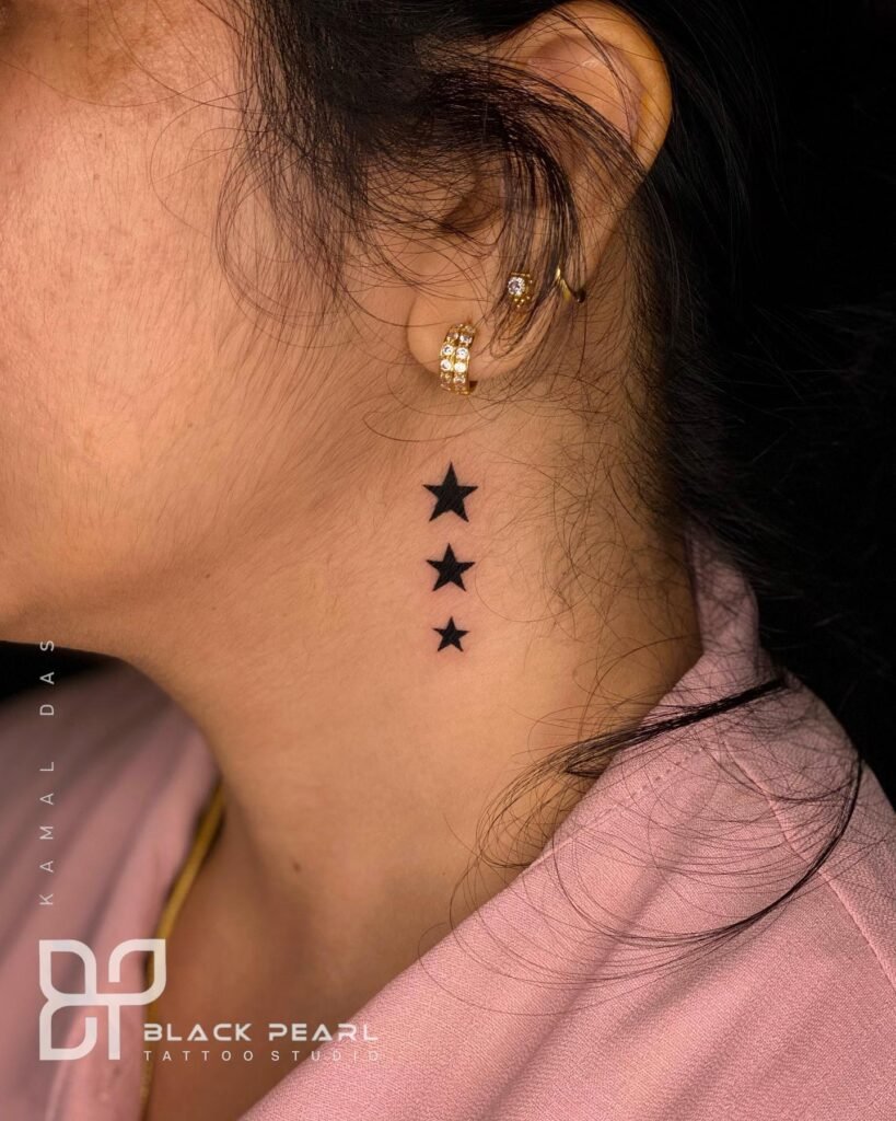 Small Stars - Side Neck Tattoo Design for Girls