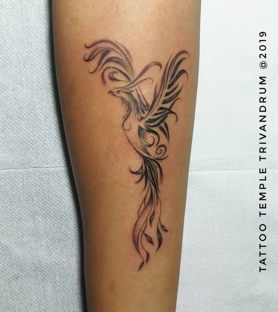 Line Art Style Simple Phoenix Tattoo on Hand