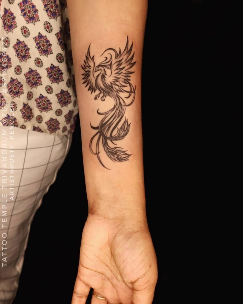 Ladies Style Phoenix Tattoo on Forearms